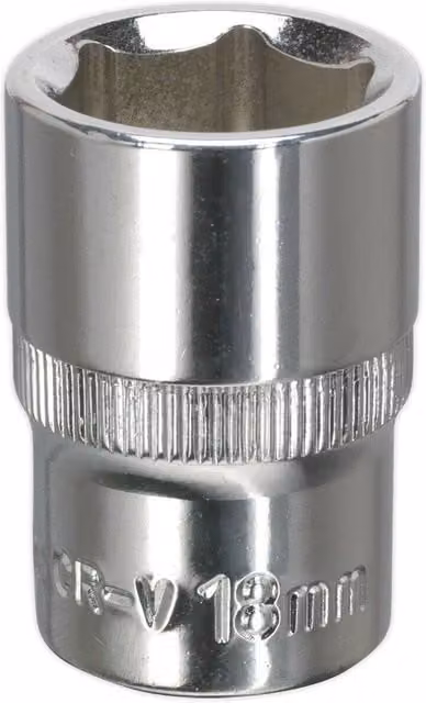 Loops 18mm Forged Steel Drive Socket 1/2 inch Square Drive in Silver Chrome Vanadium – 1