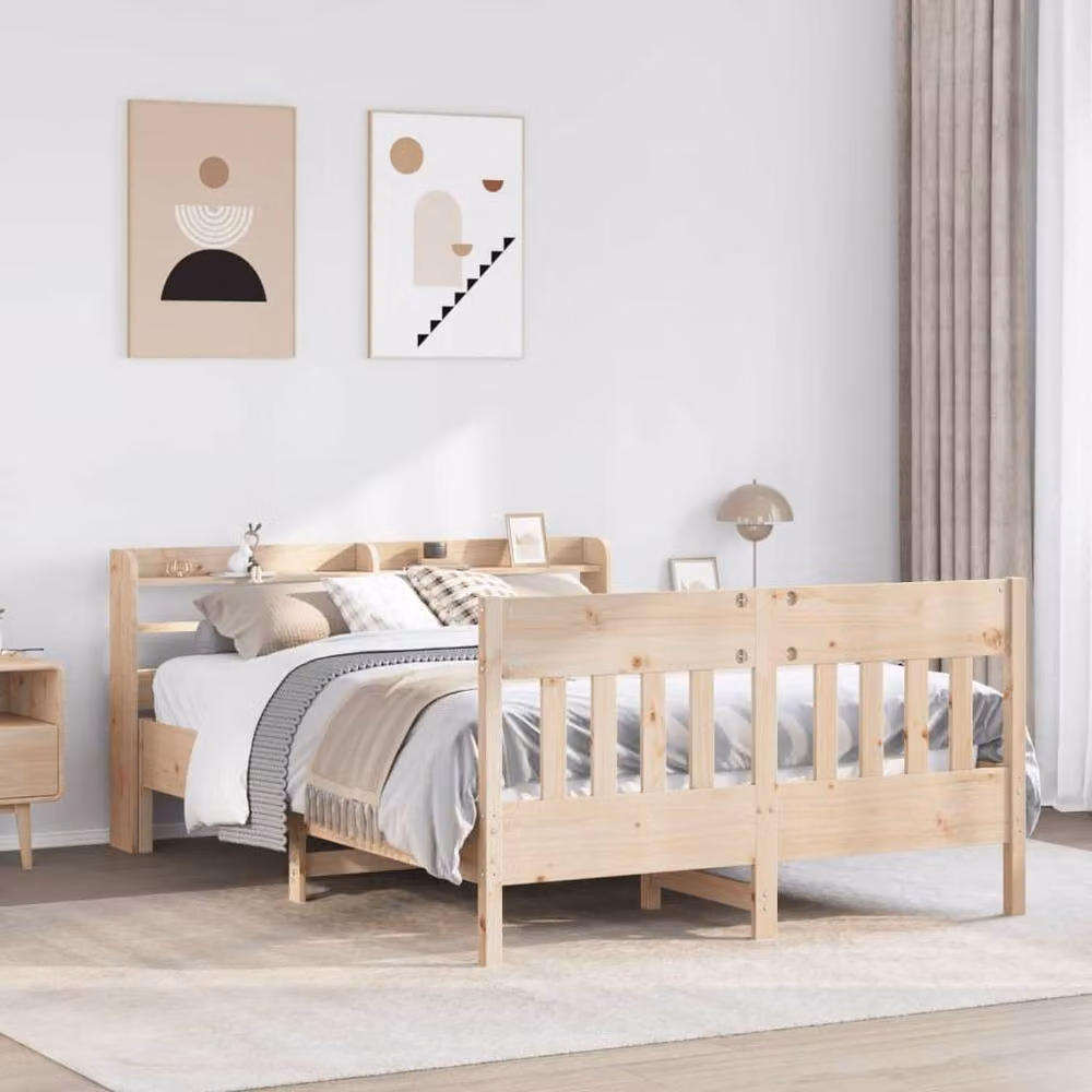 Berkfield Home Decorative Solid Wood Pine Bed Frame in Beige, W/D/H: 160 x 200 cm – 2