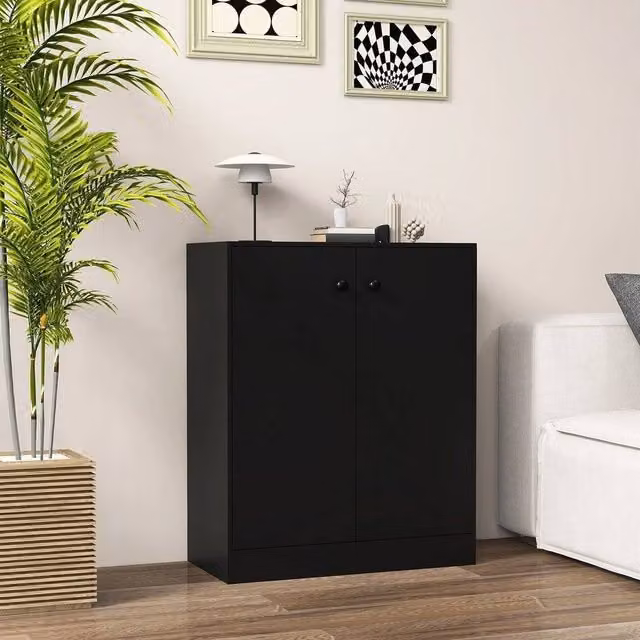KORVIXA Modern 2-Door Black Freestanding Buffet Storage Cabinet – 1