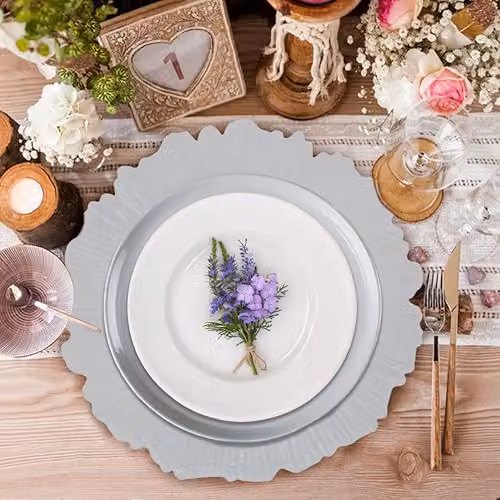 Premier Housewares Reef Charger Plate Set, White, Diameter: 33 cm, Set of 4 – 3
