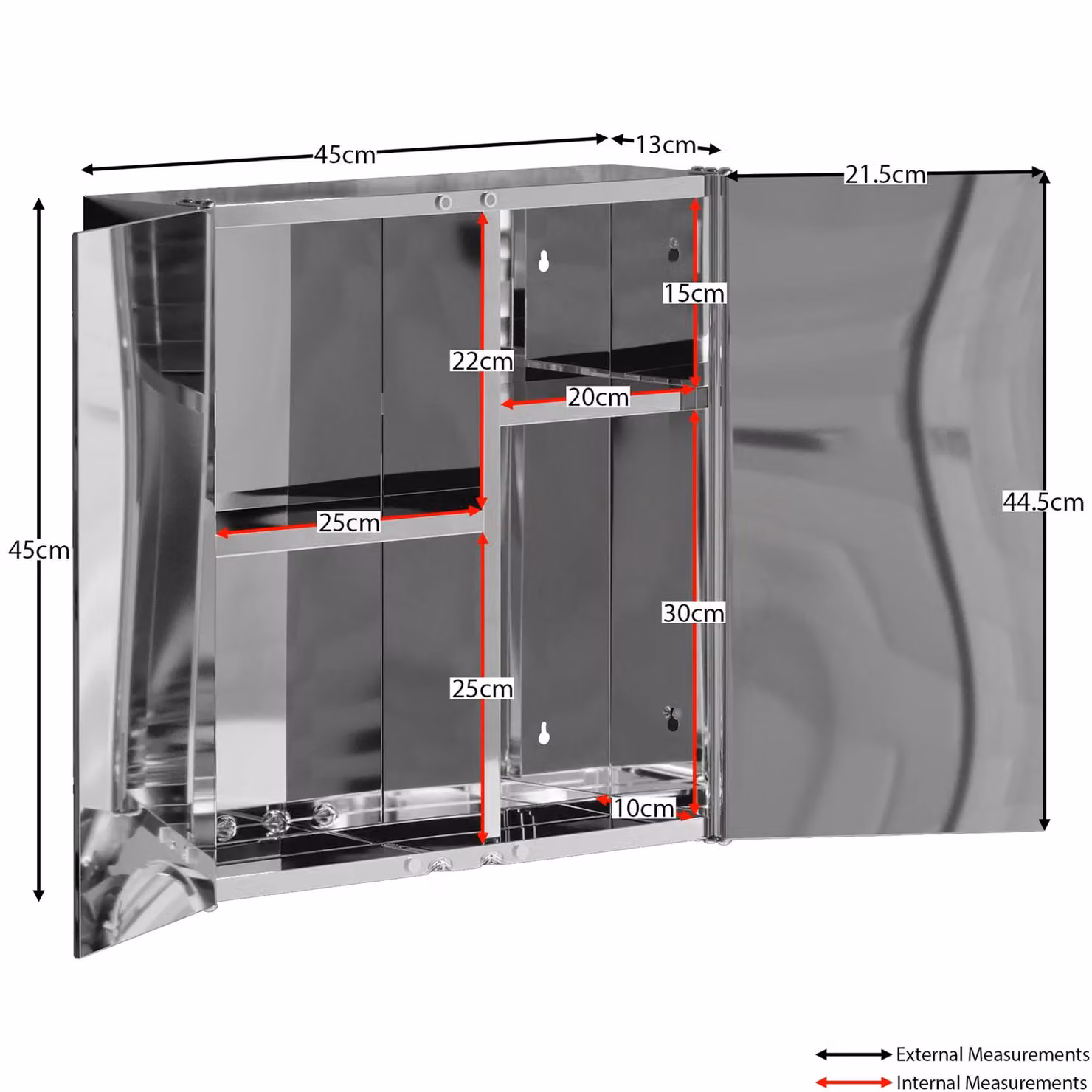 Home Discount Bath Vida Stainless Steel Mirrored Wall Cabinet in Silver – 2