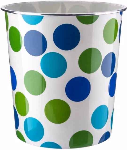 MantraRaj 7.7L Plastic and Metal Waste Paper Basket Dust Bin in Blue Dot