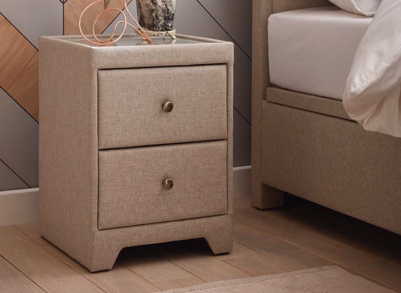 Dreams Modern Upholstered Bedside Table in Beige