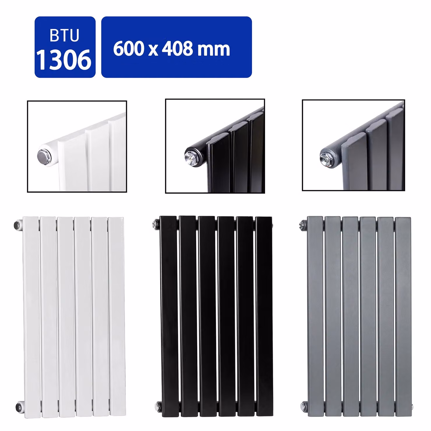 MCC Direct Designer Flat Panel Single Radiator, Black, W: 60.0 cm, H: 40.8 cm – 3