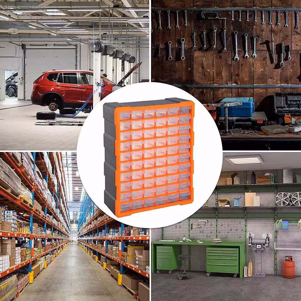 Dprodo 60-Drawer Plastic Storage Cabinet in Orange, Wall-Mountable, W/D/H: 60.0 x 46.5 x 38.0 cm – 5