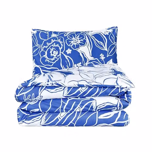 Sleepdown Hawaiian Tropic Reversible Blue Floral Duvet Cover and Pillowcase Set, 100% Polyester Microfibre, W/D/H: 135 x 200 cm – 3