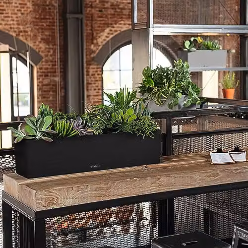 Lechuza BALCONERA Stone 80 Self Watering Planter and Window Box in Graphite Black, H19 x L79 x W19 cm – 3