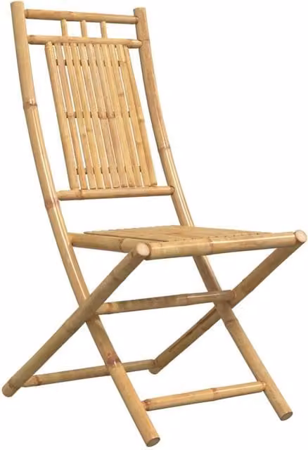 Berkfield Home Beautiful Set of 6 Brown Bamboo Folding Garden Chairs, W/D/H: 46 x 66 x 99 cm