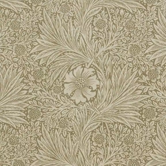 William Morris At Home Marigold Velvet Fabric Jute in Beige and Green