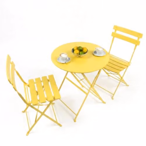 Harbour Housewares 2 Seater Round Bistro Garden Furniture Set in Yellow – 1