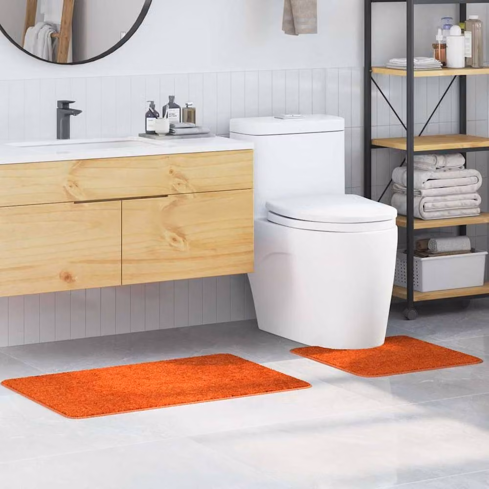Berkfield Home 2 Piece Non-Slip Orange Bath Mat Set – 2