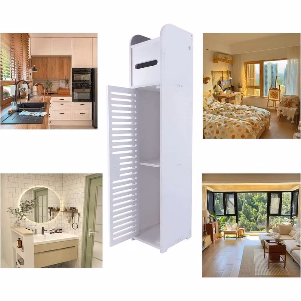 FLAVORA Freestanding White Cupboard Storage Unit for Bedroom or Bathroom – 2