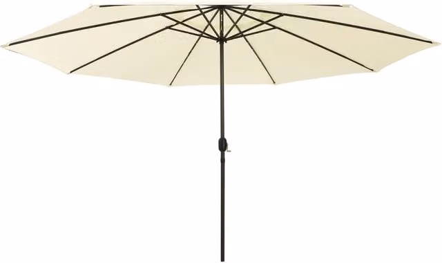 Berkfield Home Outdoor Parasol with LED Lights and Metal Pole, Beige Sand, 400 cm – 1