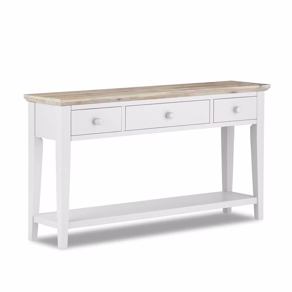Statement Furniture Florence Large Console Table in White with 3 Drawers, W/D/H: 143 x 32.5 x 76 cm – 2