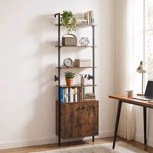 NESTLUNE Brown 7-Tier Metal Wall-Mounted Storage Rack, W: 100 cm, D: 60 cm, H: 186 cm