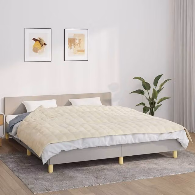 Berkfield Home Weighted Blanket in Beige, W: 155 cm, D: 220 cm, 11 kg