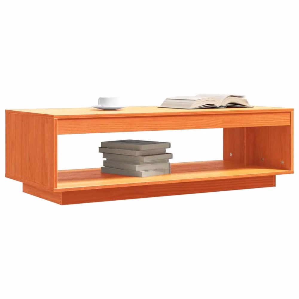 Berkfield Home Rustic Waxed Solid Pine Coffee Table, Brown, W: 110 cm, D: 50 cm, H: 33.5 cm – 3