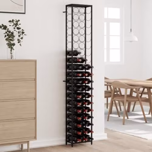 vidaXL Wrought Iron Wine Rack for 57 Bottles, Black, W/D/H: 34 x 18 x 200 cm – 2