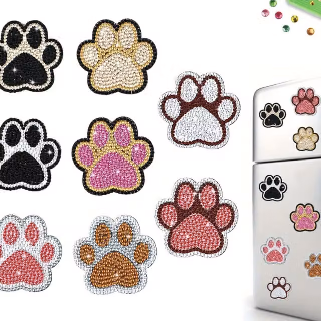 Syntego 8 Paw Print Diamond Painting Magnets in Multi and White