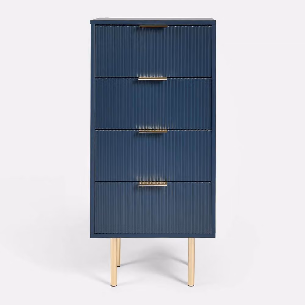 OHS Ribbed 4-Drawer Storage Cabinet in Navy Blue Engineered Wood – 3