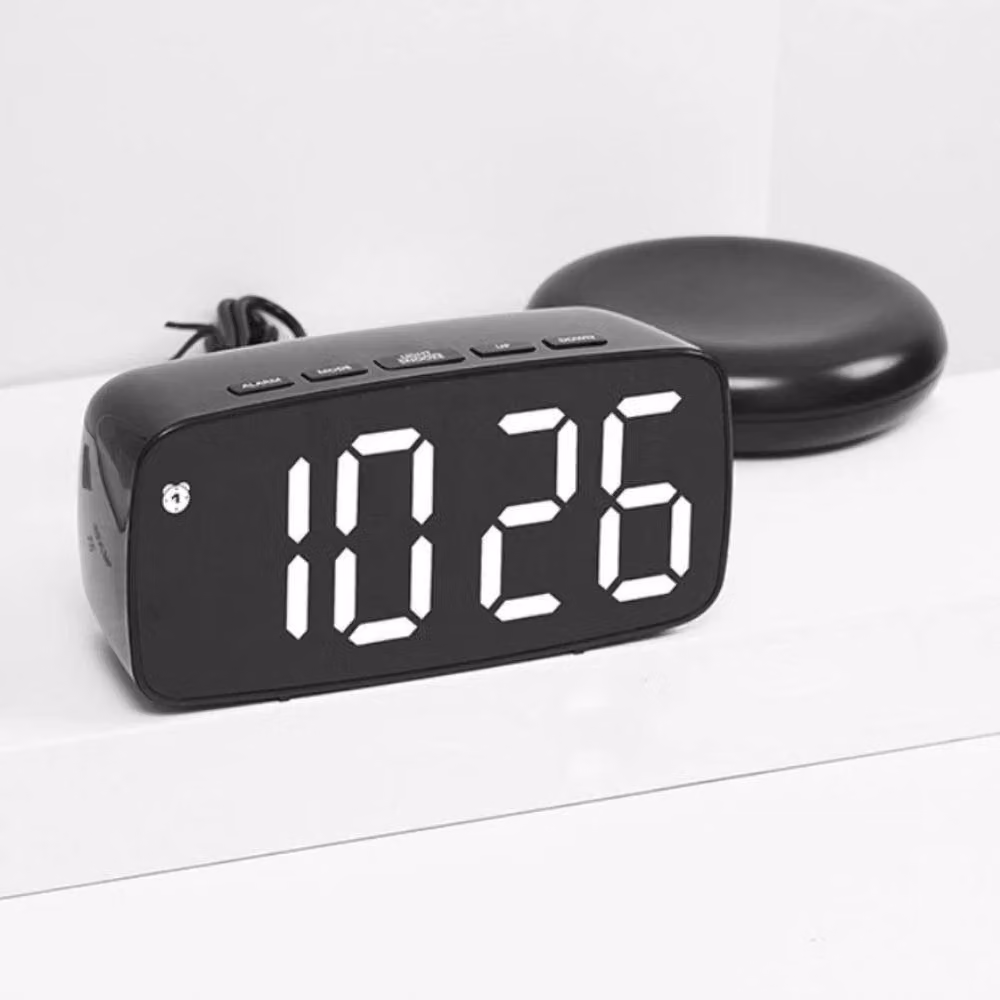 PAWNORA Alarm Clock Style C with Adjustable Brightness in Black and White – 2