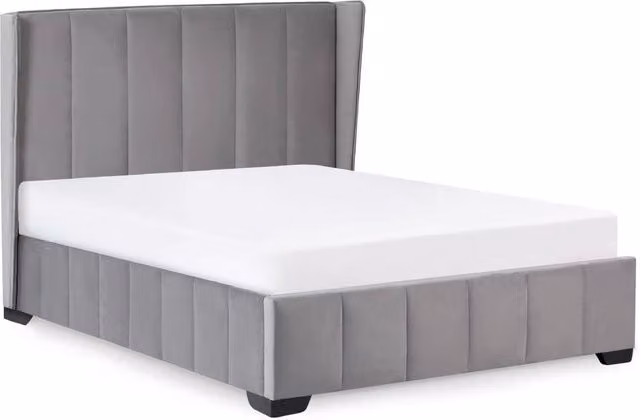 Cheshire Modern Upholstered King Bed in Grey Velvet, W/D/H: 150 x 200 cm – 1