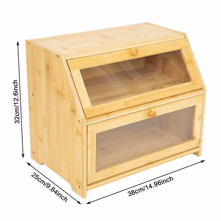 Nordara Bamboo Bread Bin and Loaf Storage Container in Brown