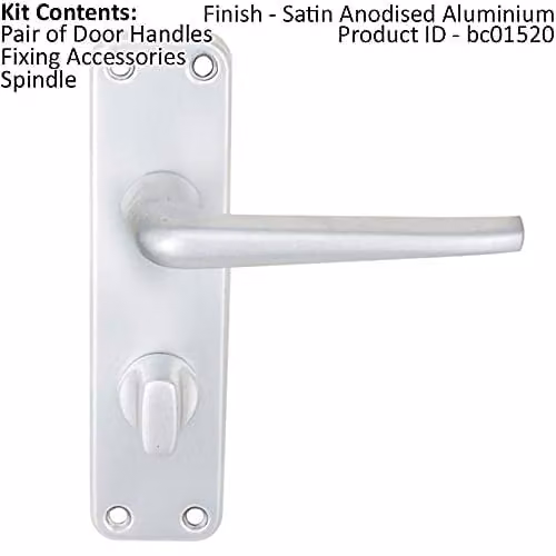 Loops Pair Straight Tapered Lever Bathroom Door Handle in Black Brushed Aluminium, W: 15.2 cm, H: 4.1 cm, D: 4.1 cm