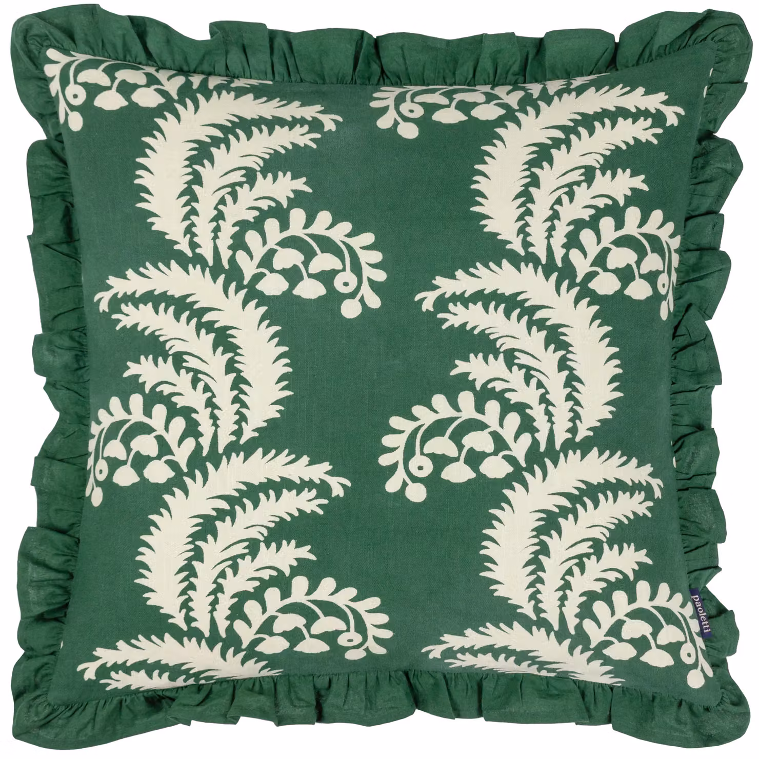 Paoletti Montrose Floral Cotton Square Cushion in Green, W/D/H: 50 x 50 x 50 cm – 3