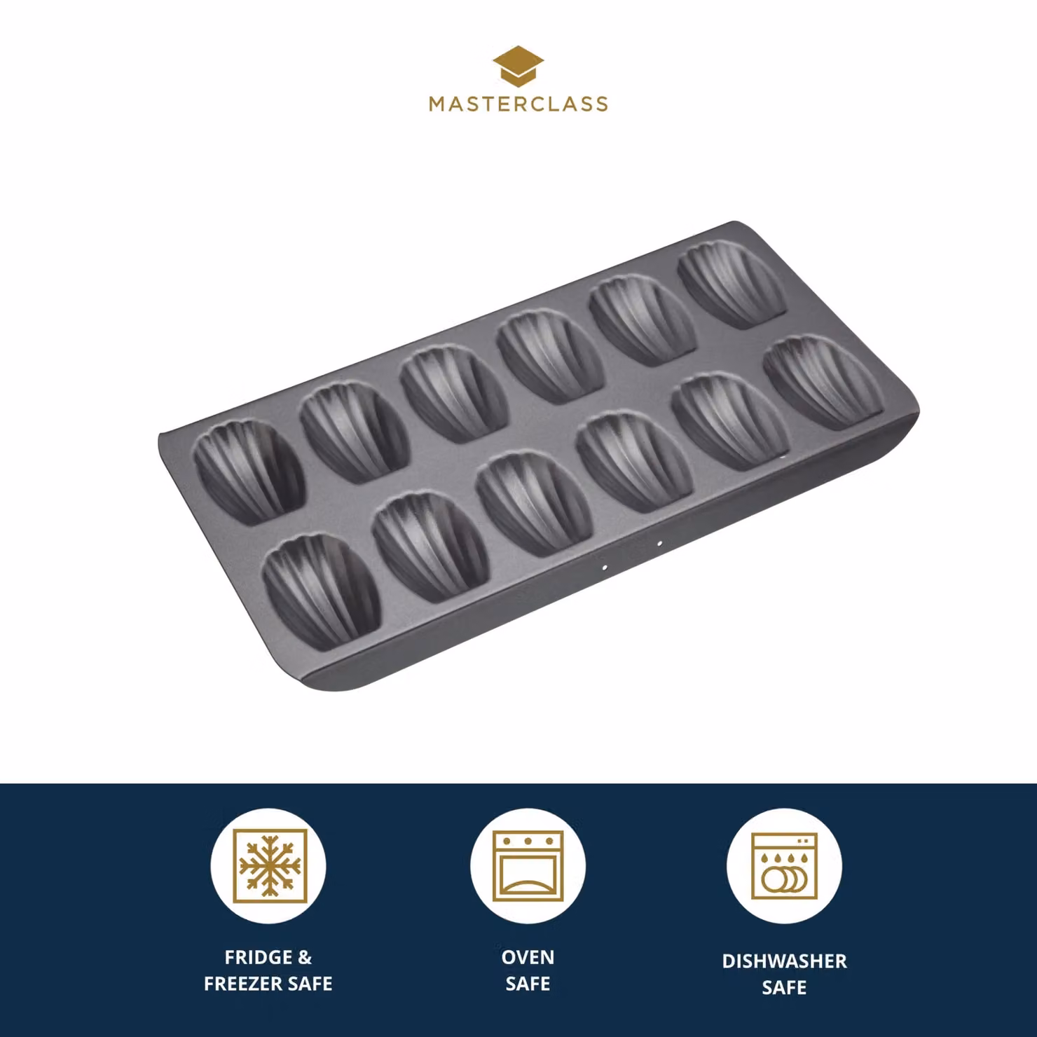 MasterClass Non-Stick 12 Hole Madeleine Pan in Black and Grey – 8