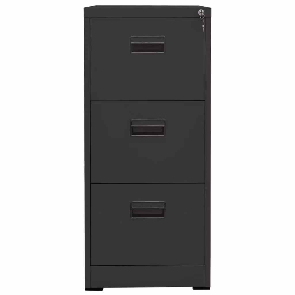 Berkfield Home Anthracite and Black Steel Filing Cabinet, W: 46 cm, D: 62 cm, H: 102.5 cm – 2