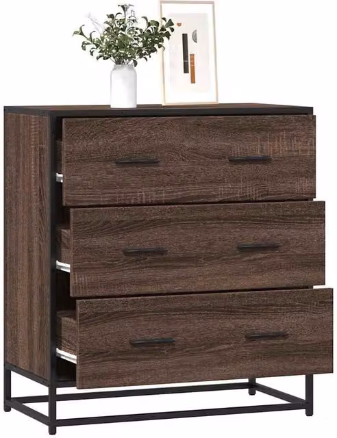 Berkfield Home Industrial Sideboard in Brown Oak, W/D/H: 68 x 35 x 76 cm