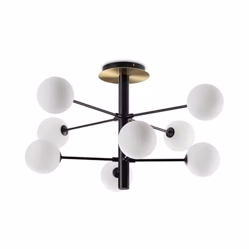 Ideal Lux Cosmopolitan 8 Light Globe Ceiling Light in Matte Black and Satin Brass