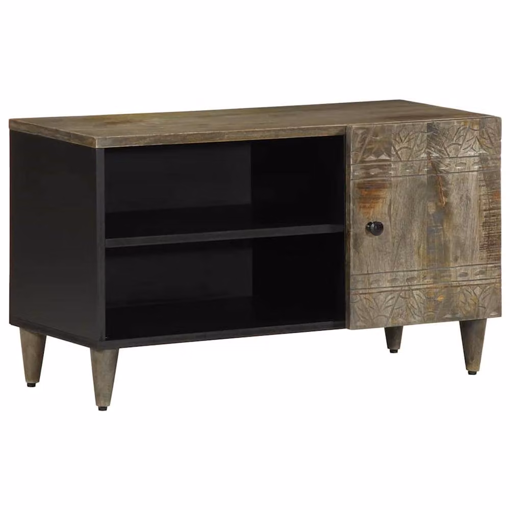 Berkfield Home Light Grey Mango Wood TV Cabinet W: 80 cm, D: 31.5 cm, H: 46 cm – 2