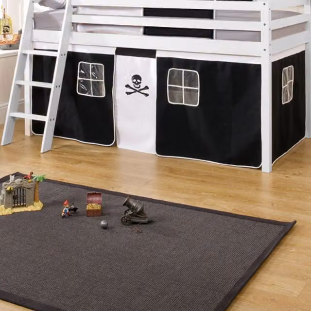 Noa & Nani Kids Cabin Bed Pirate Play Tent Underbed Den in Black and White