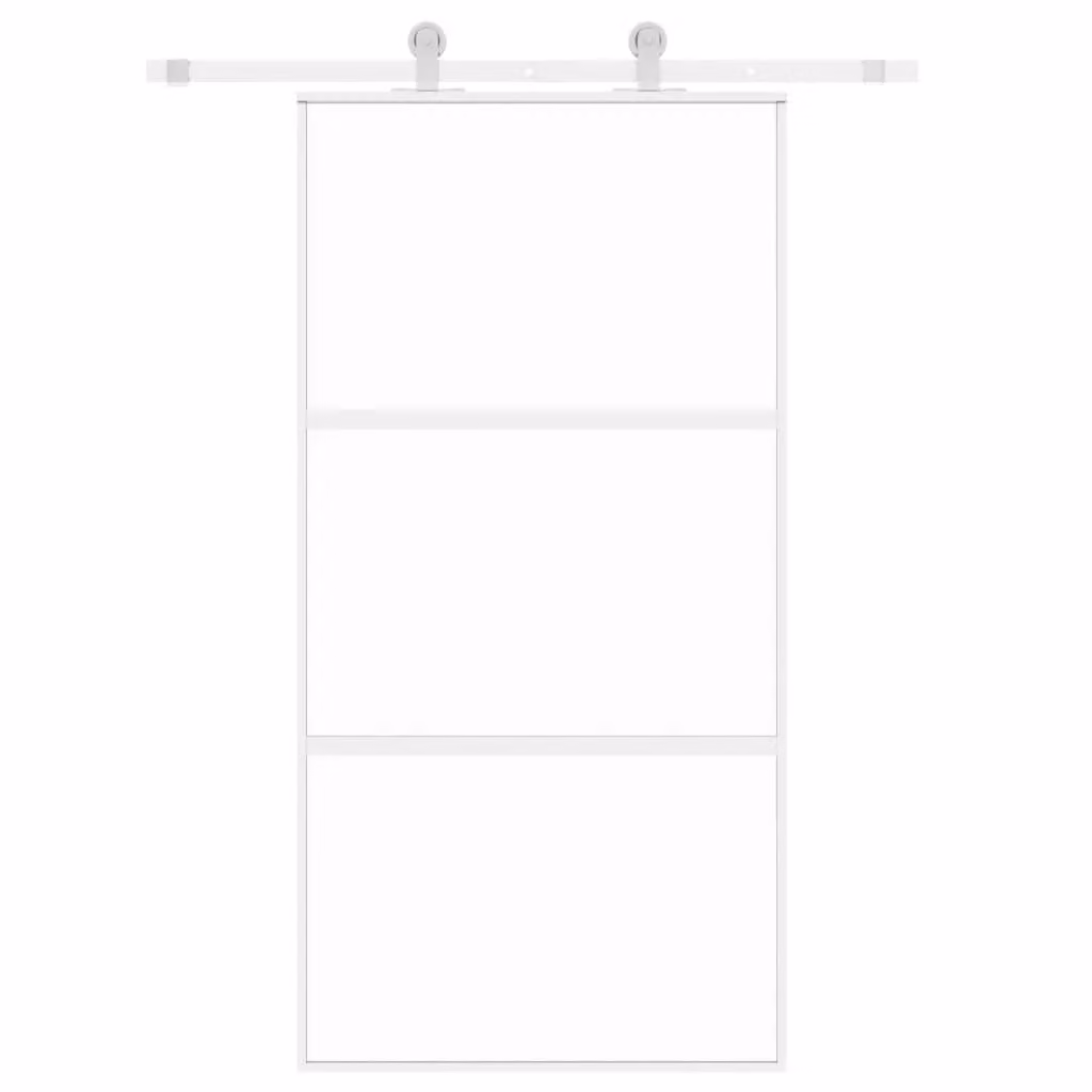 Berkfield Home Sliding Door in White and Black with Tempered Glass and Aluminium, W: 102.5 cm, H: 205 cm