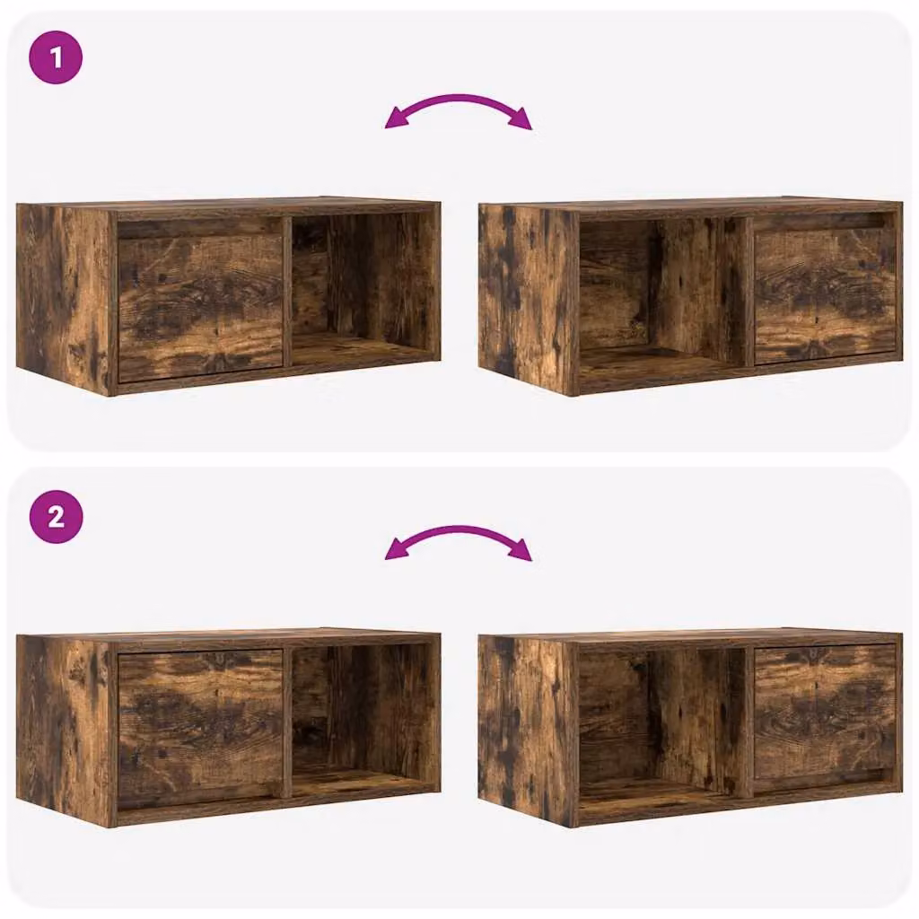 Berkfield Home 2-Piece Smoked Oak TV Cabinets in Brown, W/D/H: 60 x 31 x 25.5 cm – 3