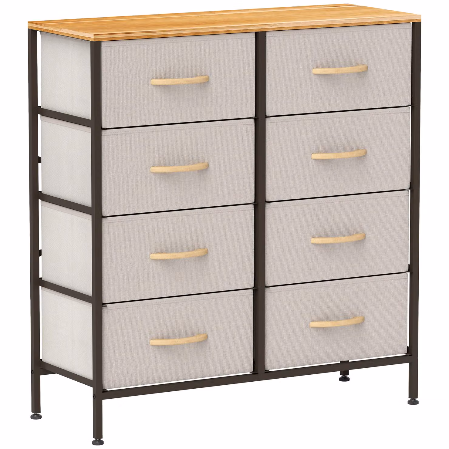 HOMCOM 8 Drawer Fabric Chest of Drawers with Wooden Top in White – 2
