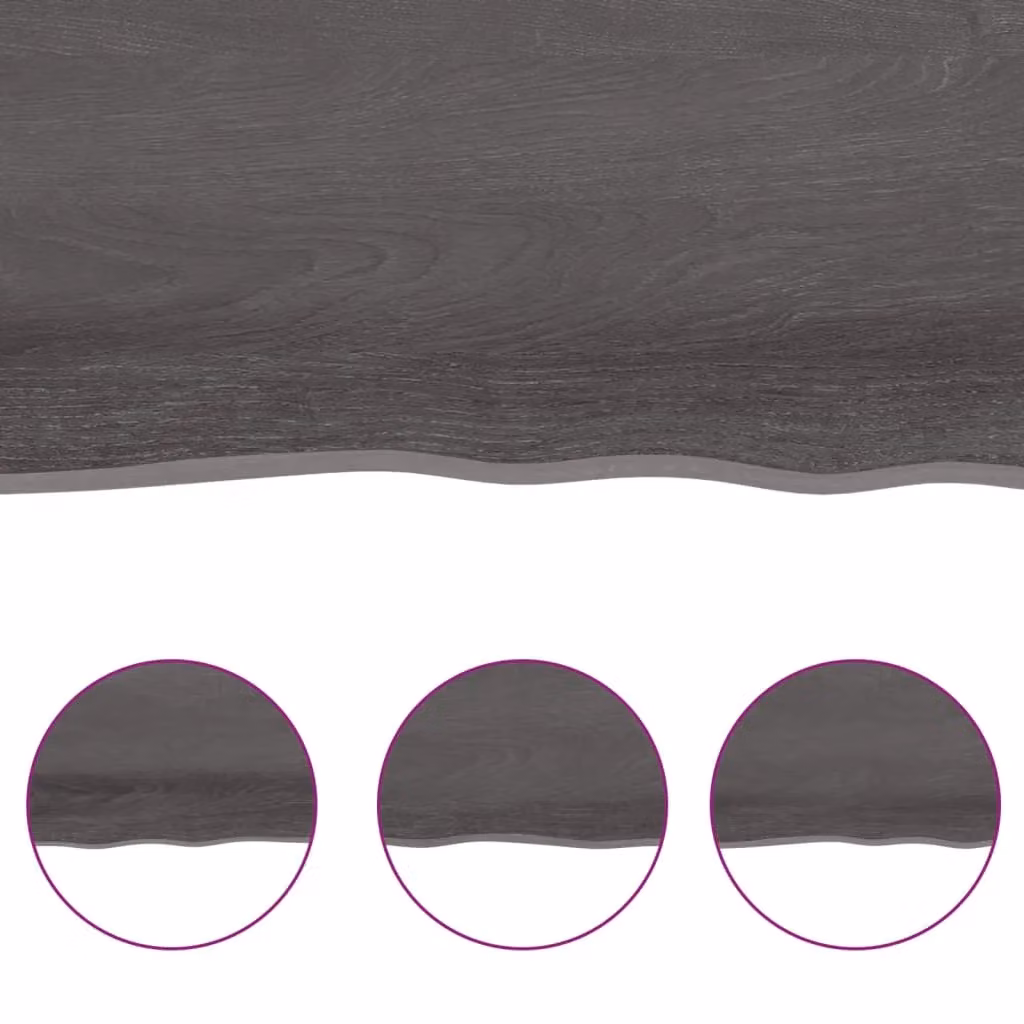 Berkfield Home Table Top Live Edge Solid Wood Countertop in Dark Grey and Brown, W: 120 cm, D: 40 cm, H: 2-4 cm – 3