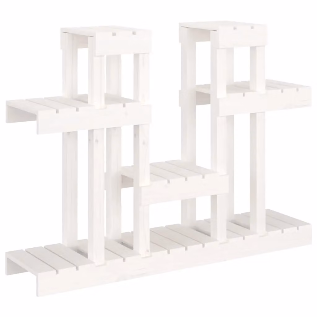 Berkfield Home White Rustic Solid Wood Pine Plant Stand W/D/H: 104.5 x 25 x 77.5 cm – 2