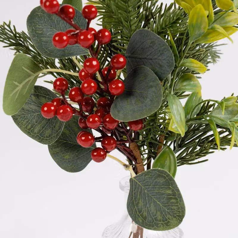 Scottish Everlastings Ltd Set of 2 Red Christmas Bottle Arrangements in Transparent Glass, Height: 32 cm – 3