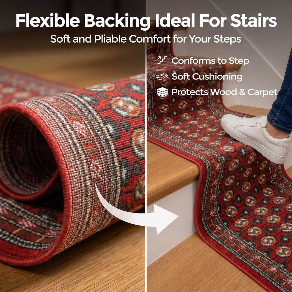 Bravich LTD Bokhara Traditional Red Non-Slip Hallway Runner Rug, W/D: 60 x 300 cm – 4