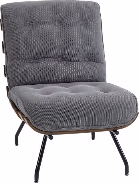 HOMCOM Dark Grey Linen-look Fabric Accent Chair with Armrests and Spring Cushion