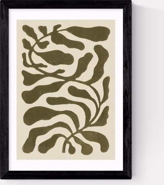 East End Prints One Hundred Leaved Plant Botanical Green Framed Wall Art in Black