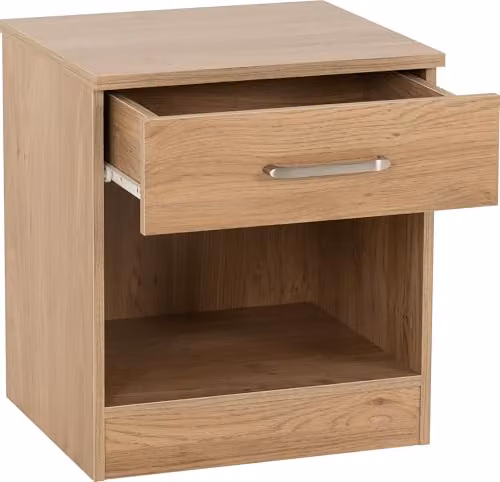 Seconique Dakota 1 Drawer Bedside Table in Oak Effect – 1