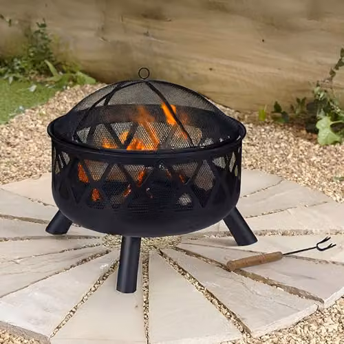 Neo Large Black Outdoor Fire Pit Bowl for Charcoal and Wood Burning – 4