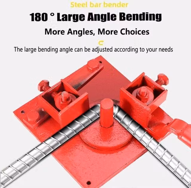 NESTLUNE Heavy-duty Manual Rebar Bender 1-20mm Bending Tool in Red, W: 1000 cm, H: 520 cm – 1