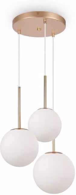 Netlighting Basic Form Modern Cluster Pendant Ceiling Light, Gold/Brass with White Shades, 3 x E14
