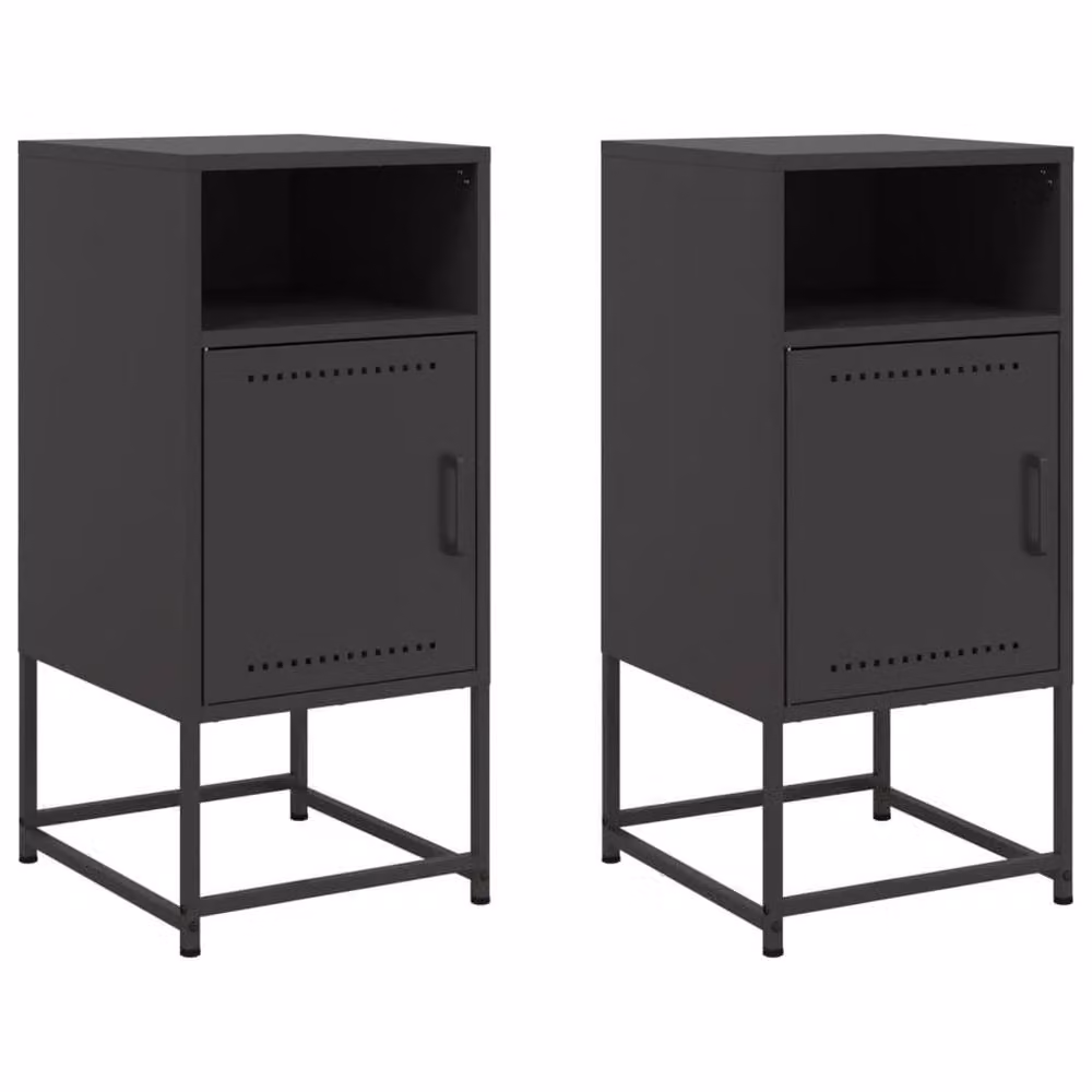 Berkfield Home Durable Metal Bedside Cabinets, 2 Pack, Black, W/D/H: 36 x 39 x 78 cm – 3