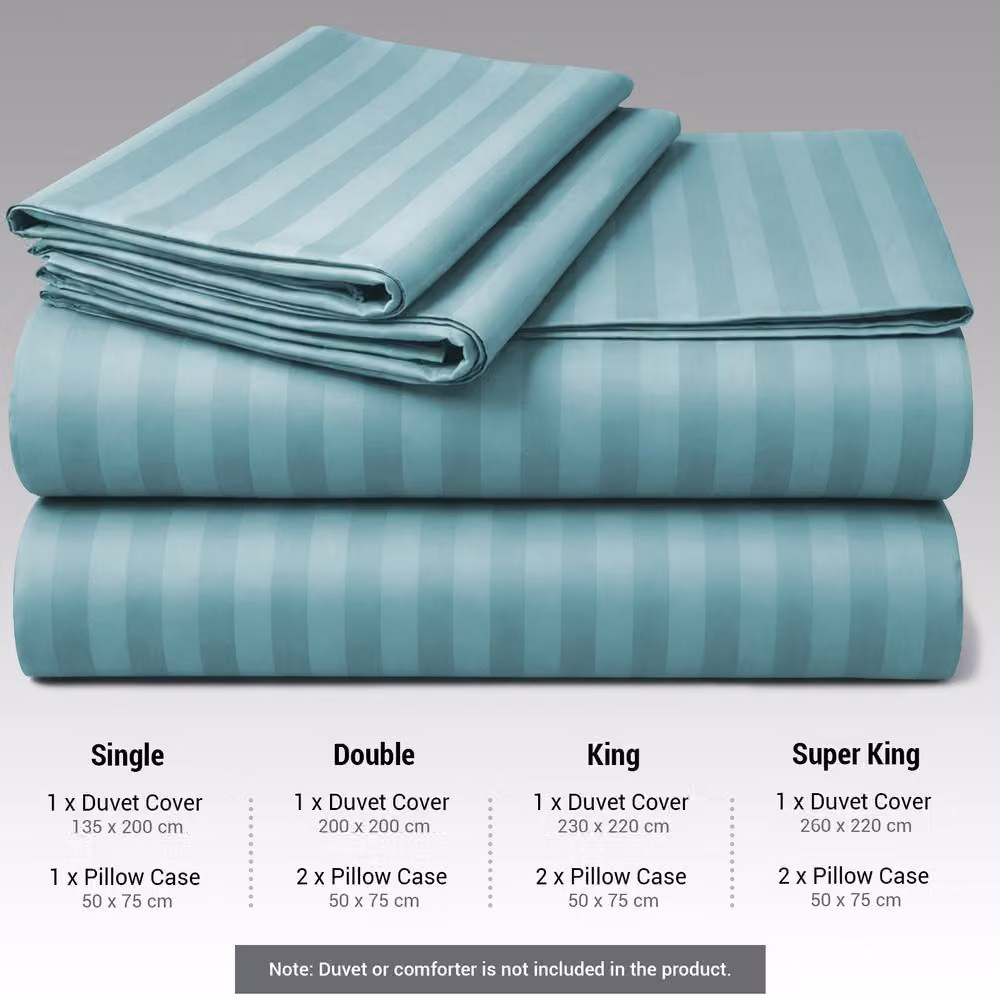 Grace 4 Pack Modern Striped Duvet Cover Set in Turquoise and White, Single Size – 2